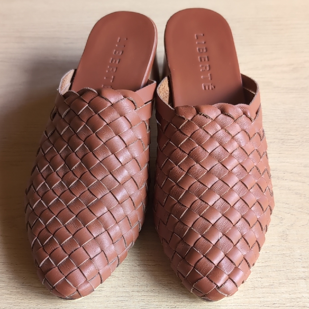 Liberty Tan Woven Leather Slip-Ons